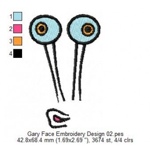 Gary Face Embroidery Design 02